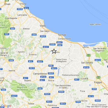 mappa terremoto molise 9 agosto