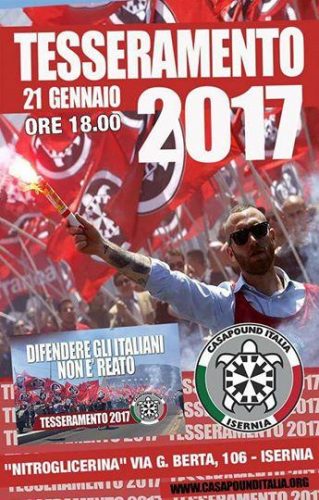 Isernia: sabato 21 gennaio festa del tesseramento di CasaPound