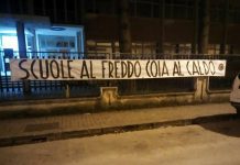 Isernia, striscione del Blocco Studentesco: 'Scuole al freddo, Coia al caldo'
