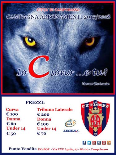 campagna abbonamenti Campobasso Calcio 2017-2018