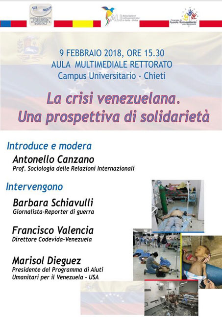 Seminario sulla crisi umanitaria in Venezuela il 9 febbraio 2018