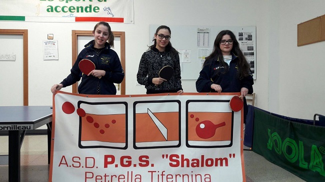 Tennis tavolo, "Shalom" Petrella 1°classifica al campionato femminile Serie C