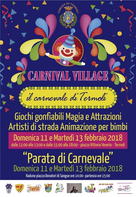 Termoli, Carnevale 2018: carri, maschere e Carnival Village