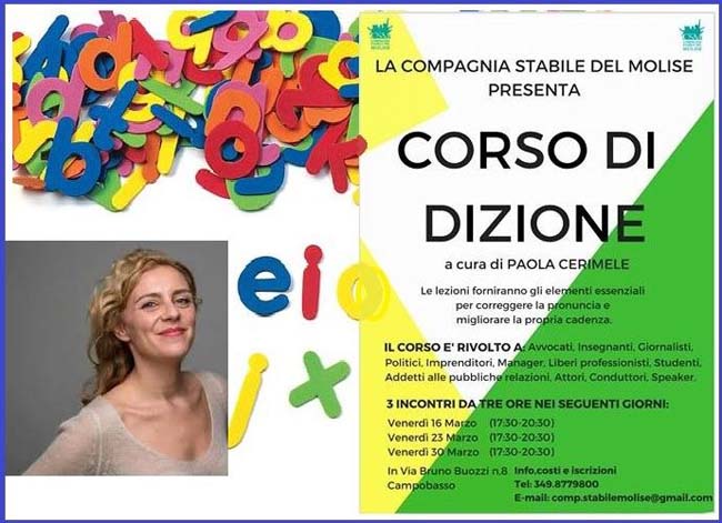 Corso di dizione a Campobasso dal 16 marzo: info lezioni