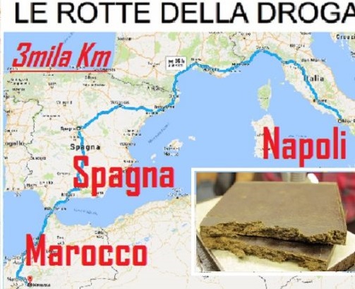 grafico rotta droga Italia Spagna