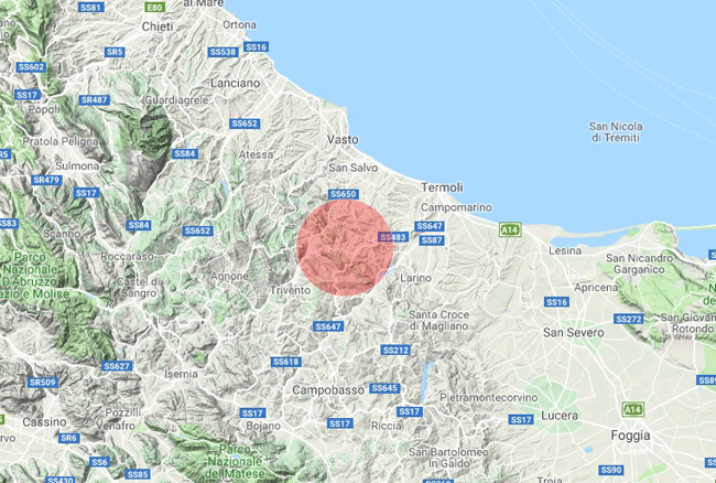 mappa terremoto 14 agosto 2018