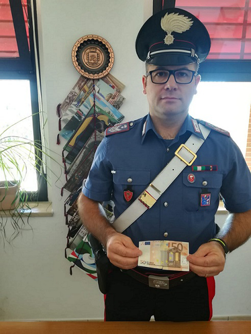 banconota sequestrata Carabinieri