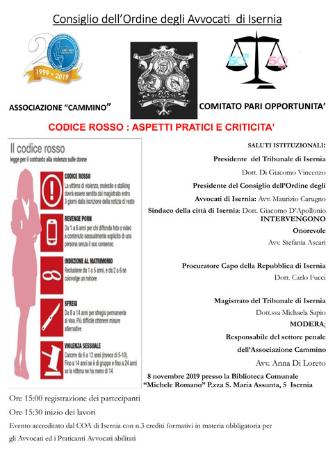 codice rosso 8 novembre 2019