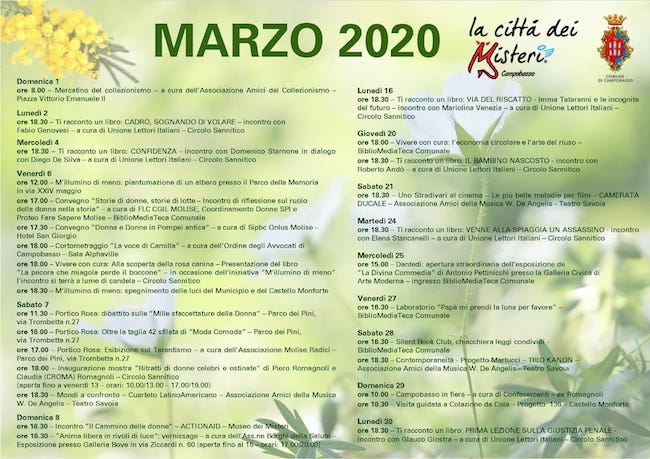 eventi marzo 2020