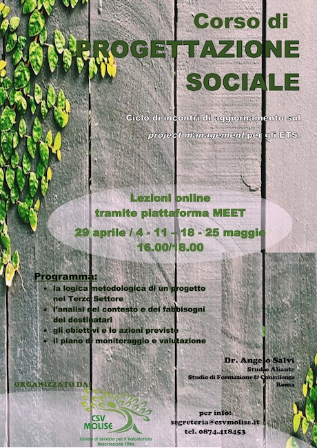 corso progettazione sociale