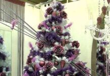 albero di natale 2020 addobbi viola