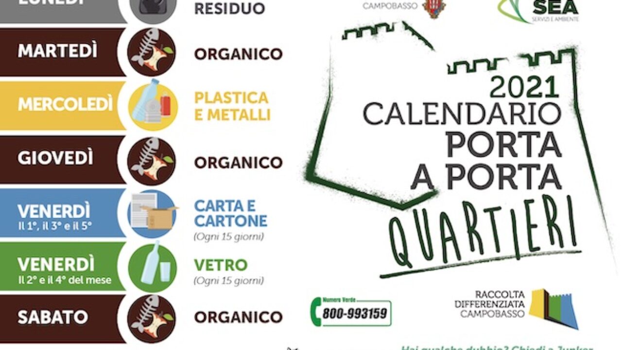 Campobasso Il Calendario 2021 Della Raccolta Differenziata Porta A Porta calendario raccolta differenziata campobasso 2021
