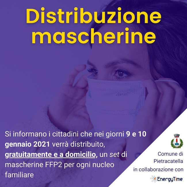 locandina distribuzione mascherine pietracatella