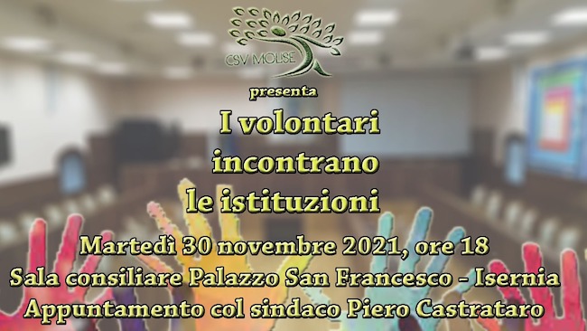 locandina incontro csv molise sindaco isernia volontari