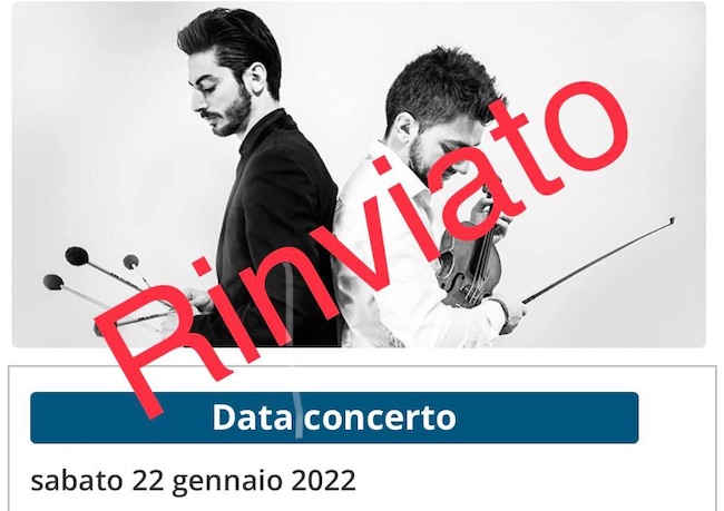 rinviato concerto 22 gennaio 2022