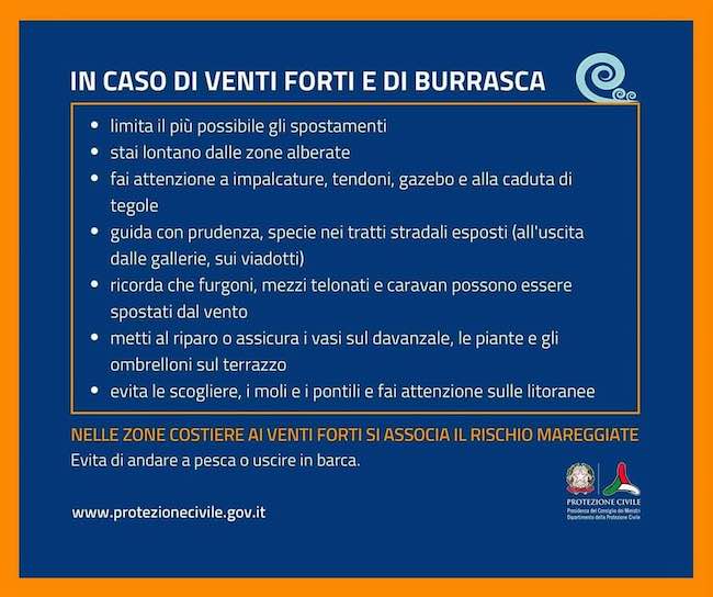 in caso venti forti burrasca