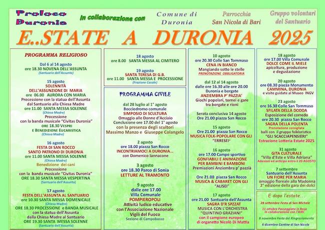 programma estate 2025 duronia