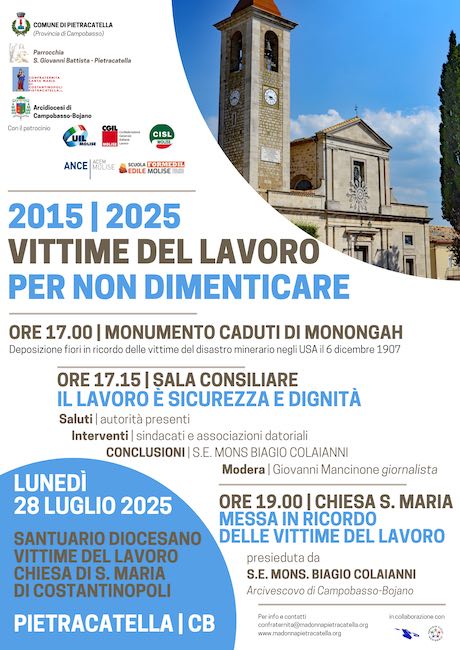 vittime del lavoro 2015-2025