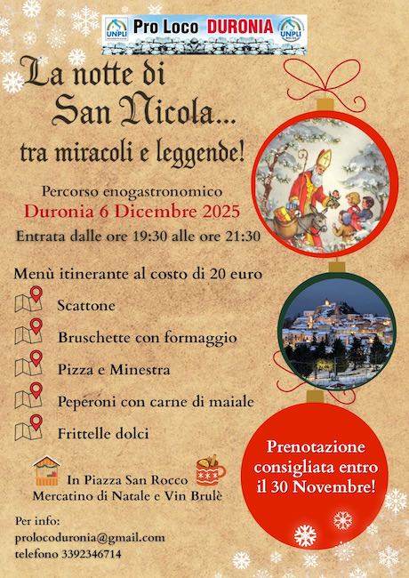 la notte di san nicola duronia 2025