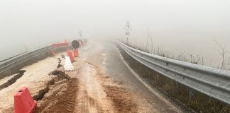 Frana sulla provinciale per la Riserva Regionale Bosco Casale, sopralluogo di Puchetti