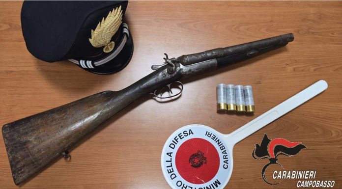 Trivento, arma clandestina in casa: arrestato 55enne arma clandestina sequestrata