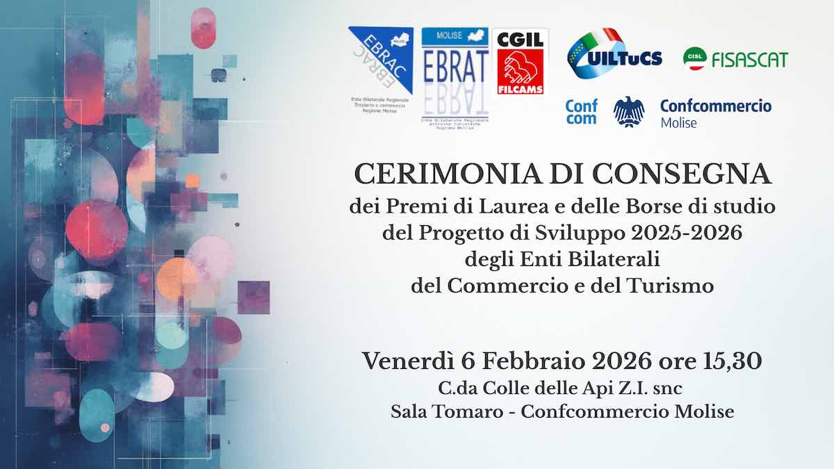 Cerimonia di consegna dei Premi di Laurea e delle Borse di studio del Progetto di Sviluppo 2025-2026 degli Enti Bilaterali del Commercio e del Turismo