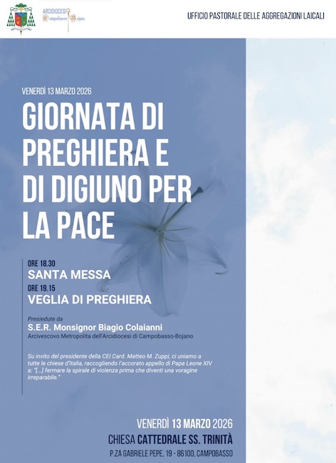 giornata preghiera 13 marzo 2026