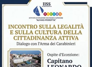 Educazione alla Legalità: gli studenti dell’Alfano‑Perrotta incontrano l’Arma dei Carabinieri incontro su legalità 16 marzo 2026