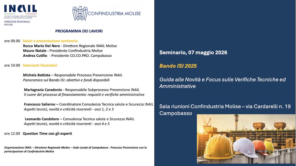 evento bando isi inail molise