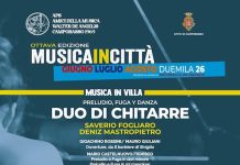 A Villa De Capoa il duo Fogliaro‑Mastropietro con “Preludio, Fuga y Danza” duo di chitarre 26 luglio 2026