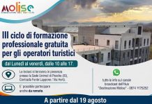 Ambasciatori dell’Ospitalità, al via il III ciclo: dal 19 agosto le lezioni all’Unimol di Pesche locandina corso pesche