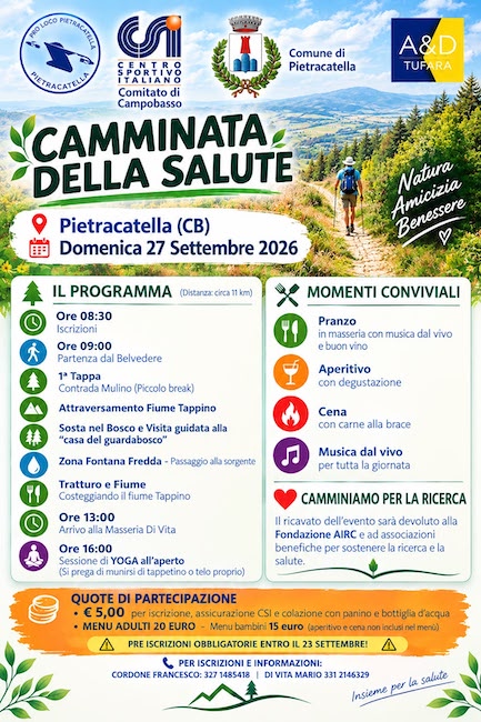 camminata pietracatella 27 settembre 2026