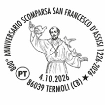 Termoli celebra San Francesco: Poste Italiane dedica un annullo filatelico speciale agli 800 anni dalla scomparsa anniversario san francesco francobollo